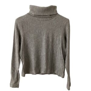 Club Monaco Meredy Ribbed Turtleneck Top Heather Grey Women Size S Soft Stretch
